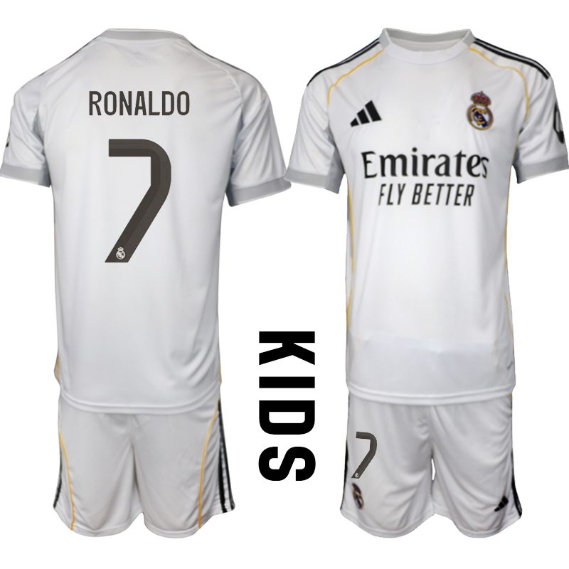 Youth 2025-2026 Club Real Madrid home white #7 Soccer Jersey  01
